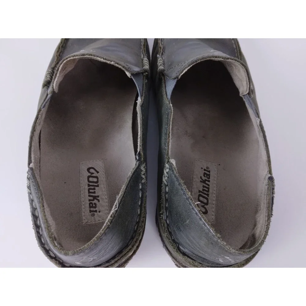Olukai Moloa Dark Brown Leather Slip On Shoe Mens Size US 9 EUR 42 - Picture 7 of 9